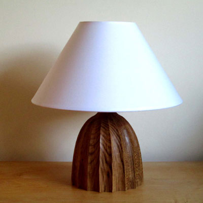Oak wooden table lamp