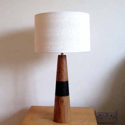 Oak wooden table lamp